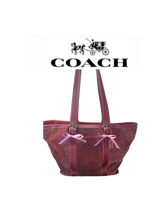 Coach Handbags - Coach Burgundy Suede Tote